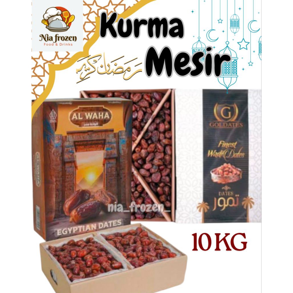 

KURMA MESIR AL WAHA / GOLDATES ORIGINAL PANEN BARU KEMASAN KARTON 10KG