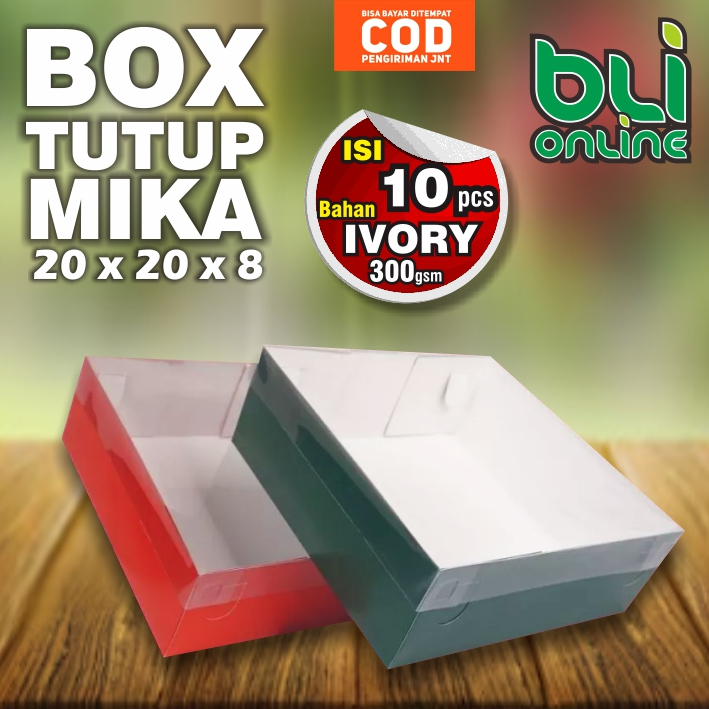 

Box Kue Tutup Mika 20 x 20 x 8 / isi 10pcs / Dus Spiku / Roti / Tart / Pudding