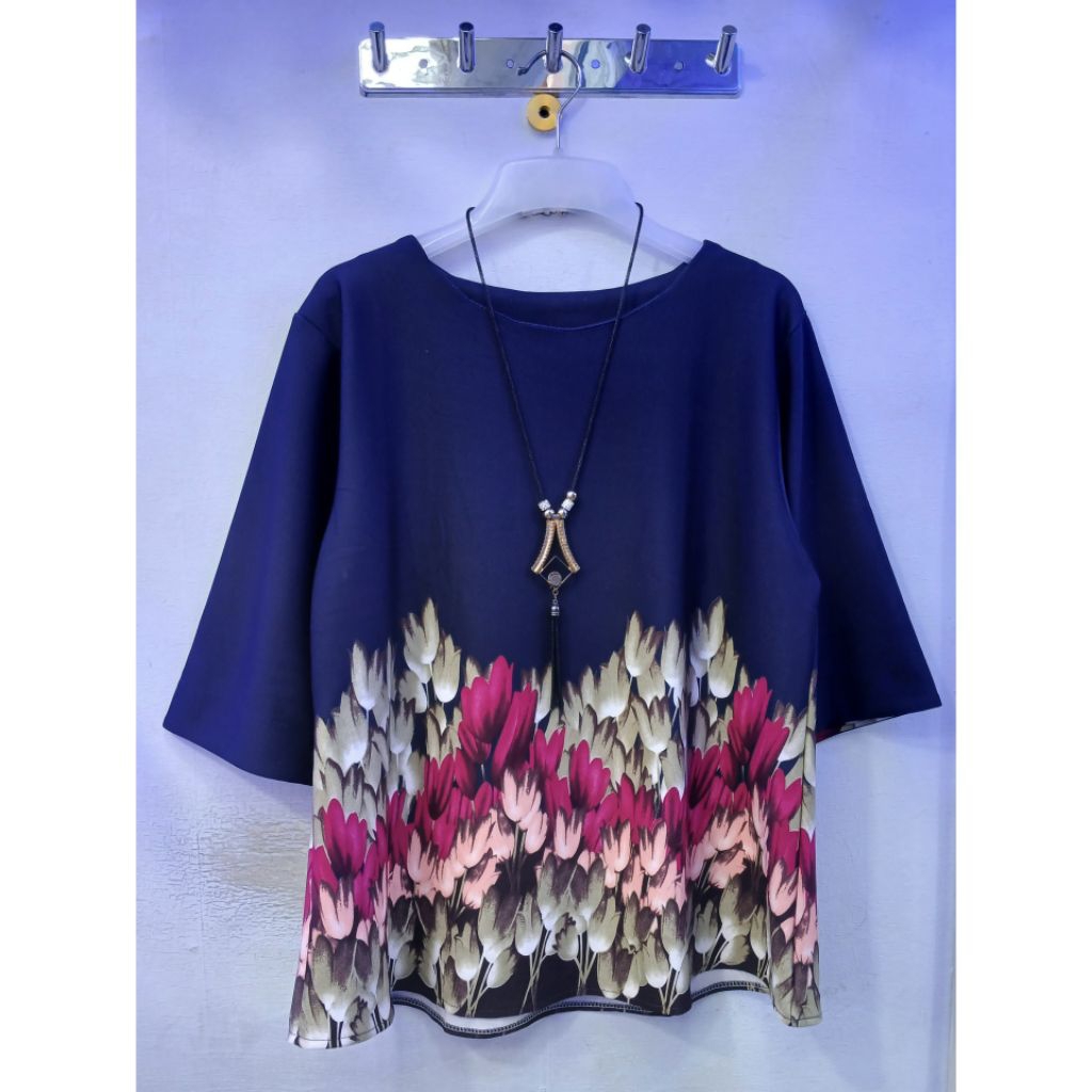 Blouse wanita jumbo bahan scuba