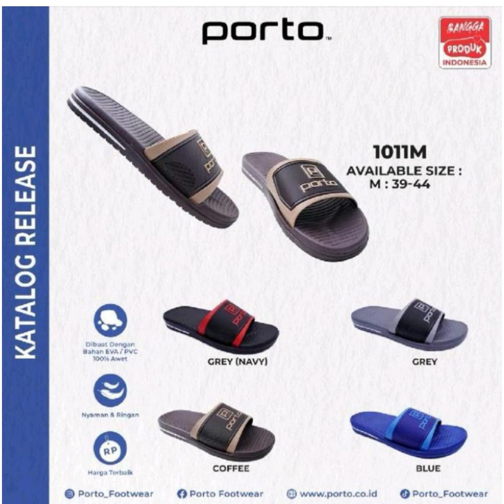 sandal selop porto pria dewasa bahan karet