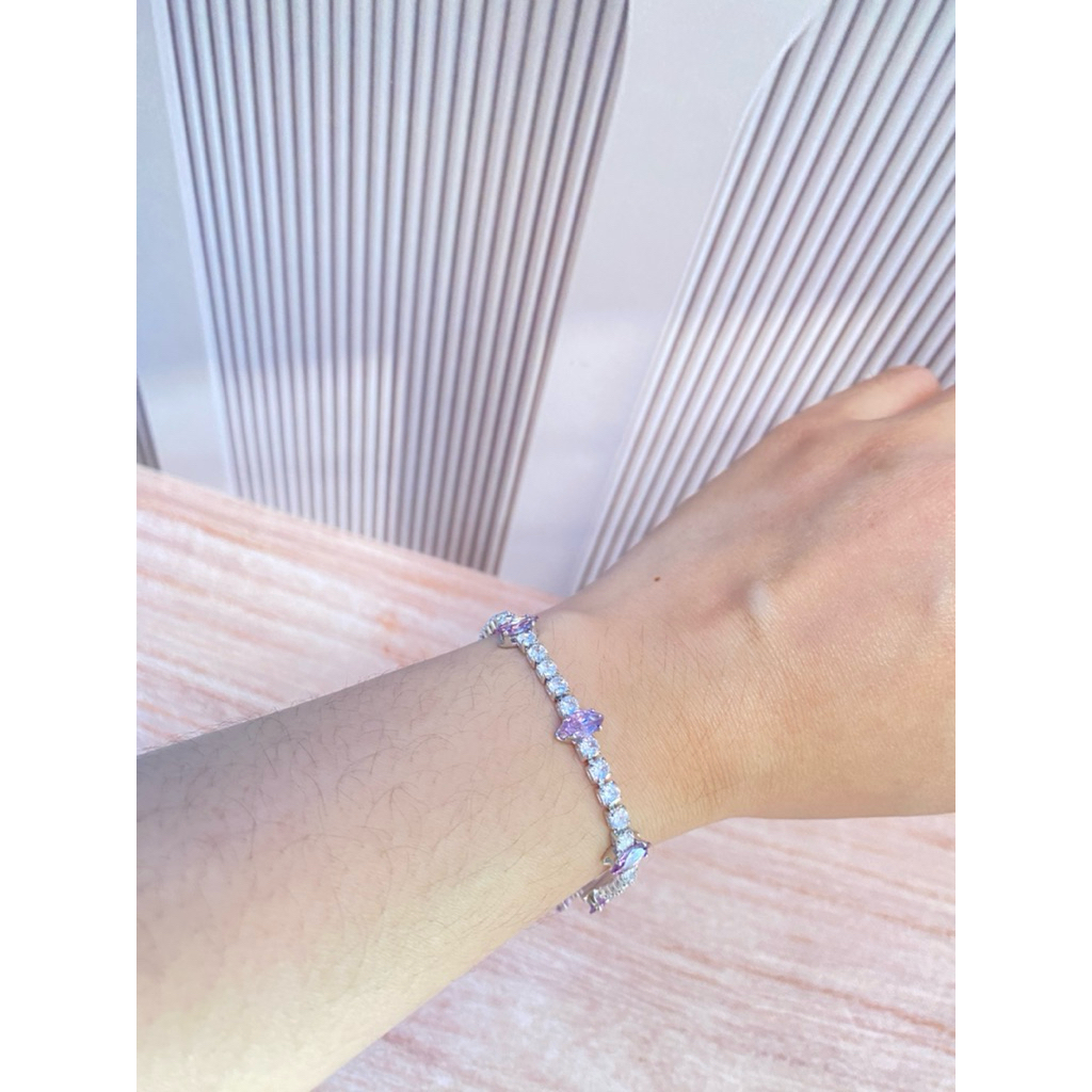 Gelang tangan wanita permata silver ungu