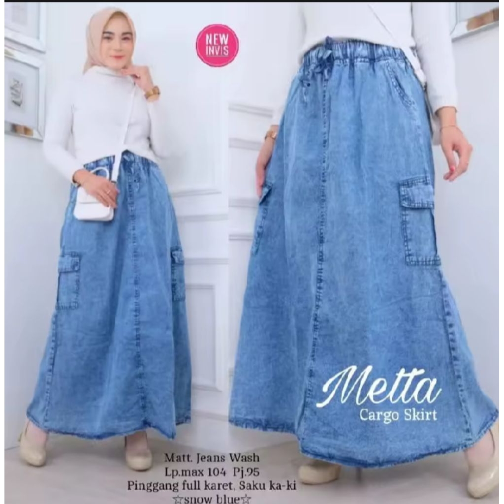 ROK CARGO JEANS / ROK JEANS PREMIUM / ROK CARGO JEANS WANITA PANJANG