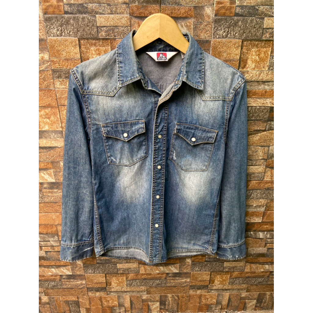 Vintage 90s Ben Davis Western Denim Shirt Long Sleeve