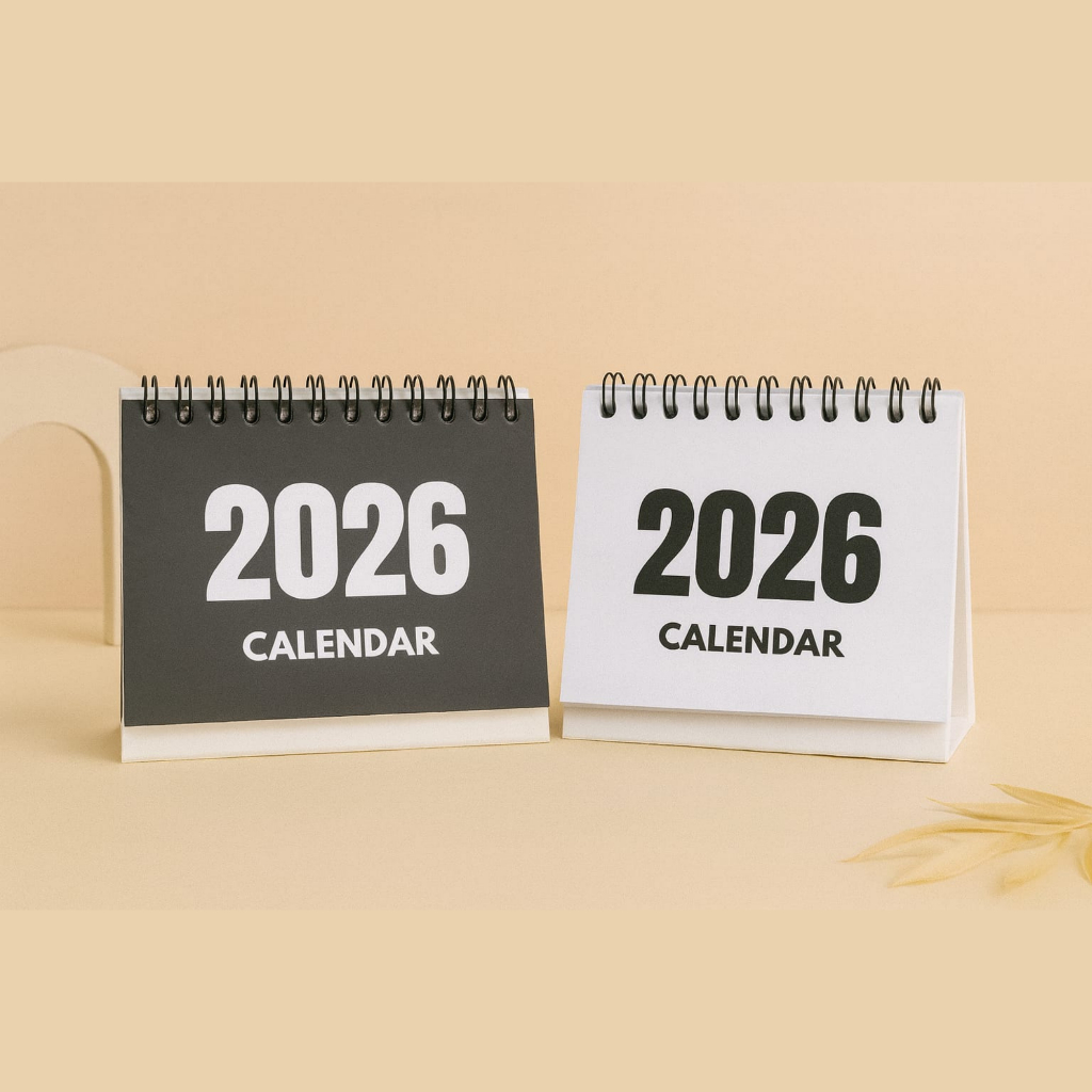 

Kalender Meja 2026 A6 Landscape Souvenir Murah Custom Cover Minimalis