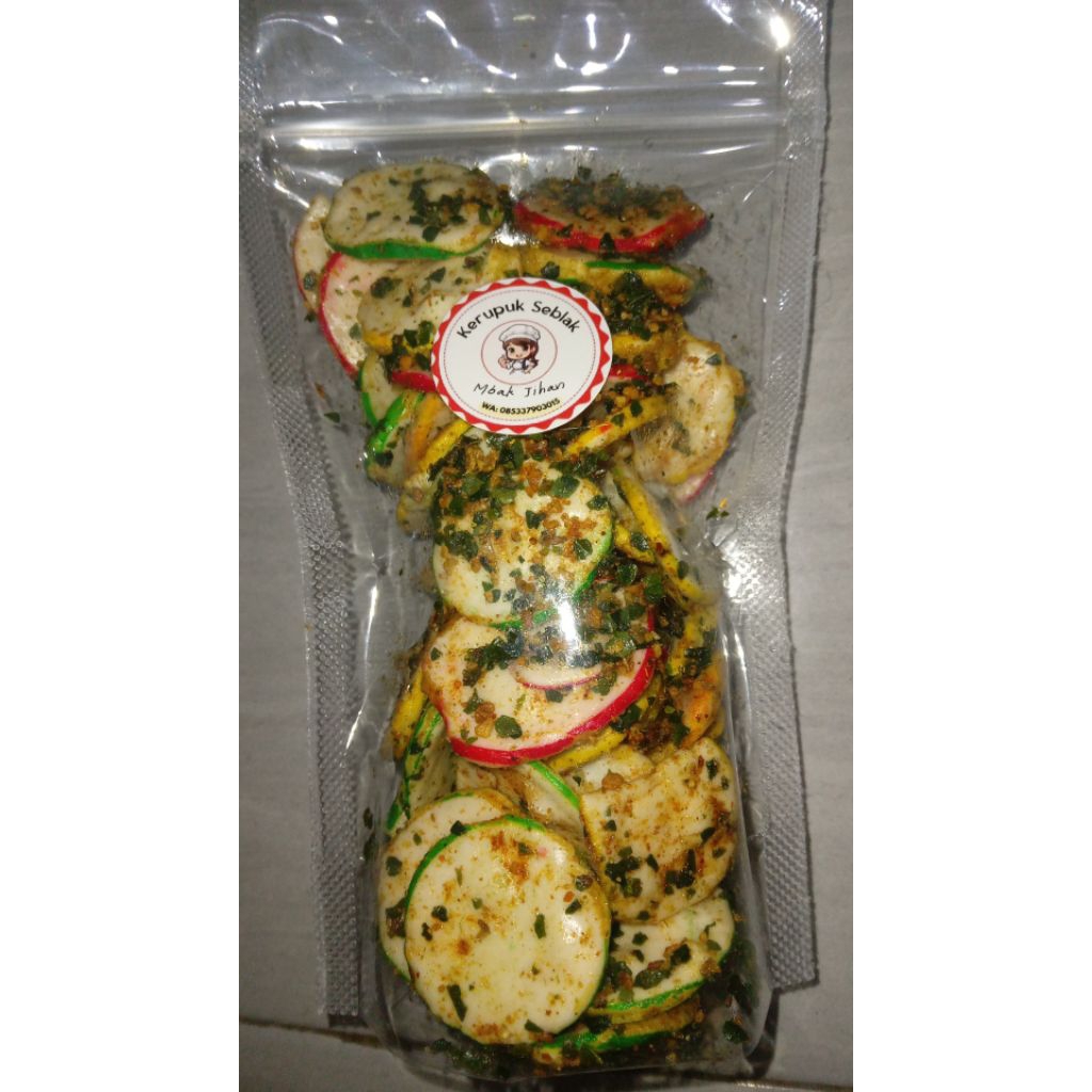 

kerupuk seblak daun jeruk kencur pedas