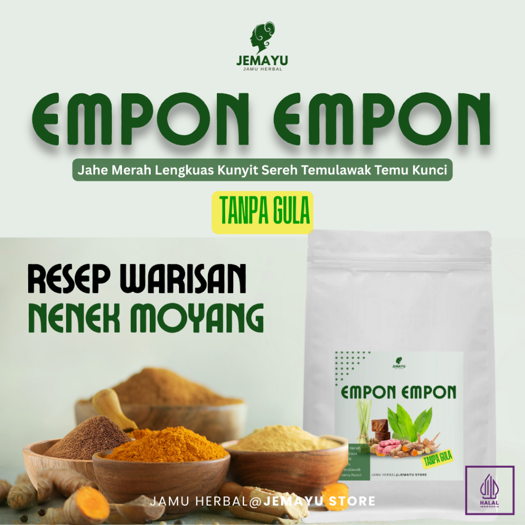 

JEMAYU Empon Empon Herbal Jahe Merah Kunyit Temulawak Sereh Lengkuas Tanpa Gula