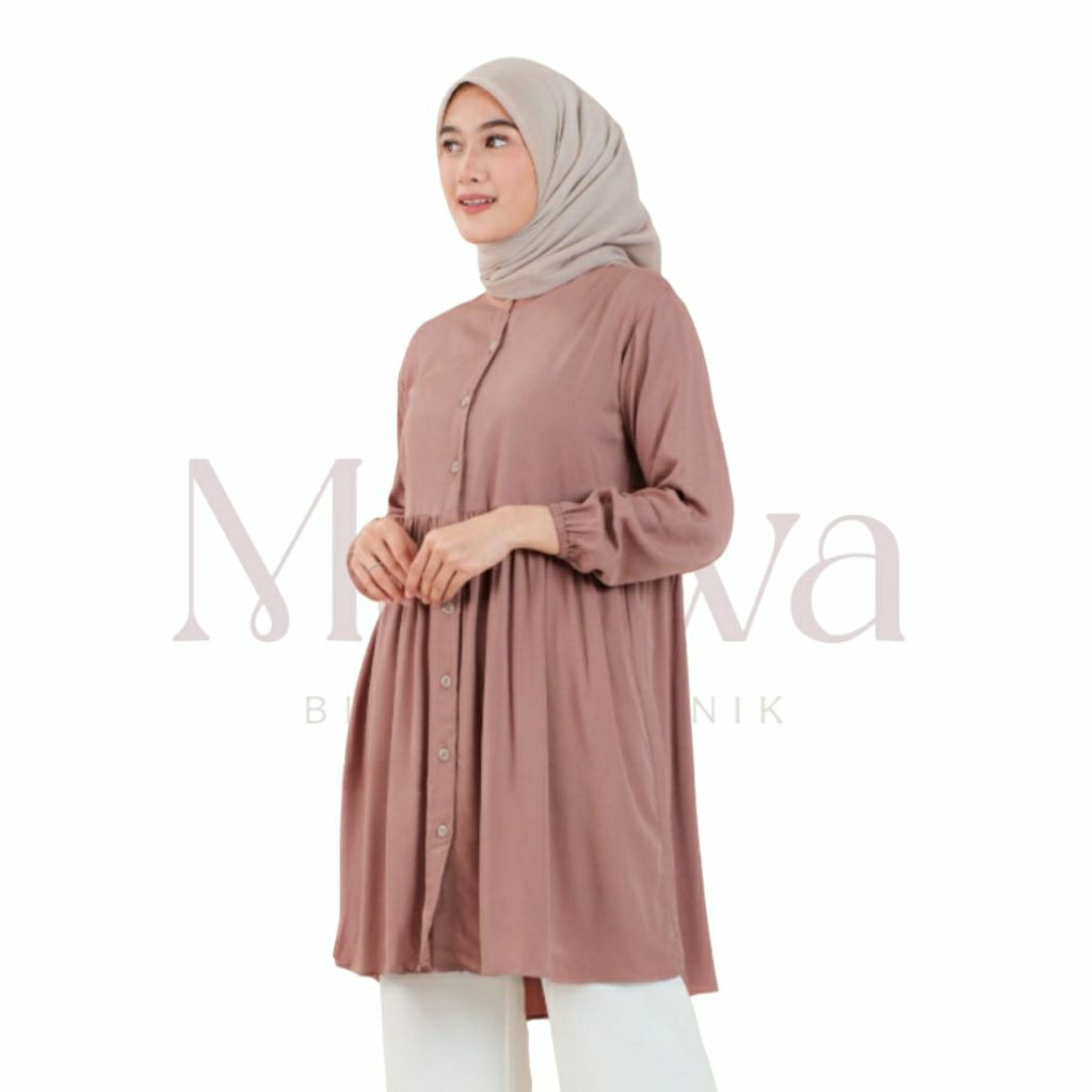Maliwa Tunik Syafira, Atasan Tunik Rempel Bawah, Atasan Kemeja Tunik Jumbo, Tunik Wanita Terbaru