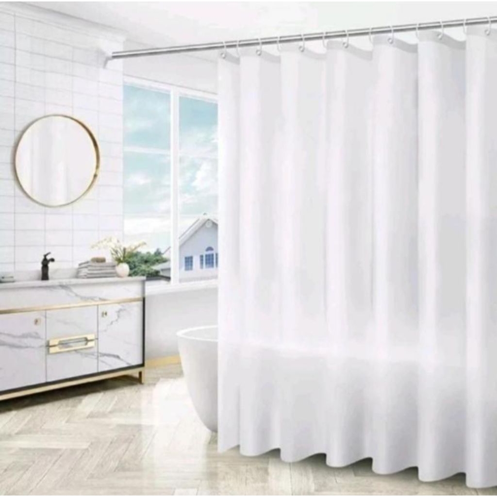 Shower Curtain 180x180 White/Tirai Kamar Mandi/Horden Kamar mandi 180cm x 180cm
