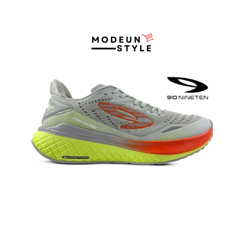 910 AURORUN ABU LIME - Sepatu Lari / Aurorun Abu Lime Orange 910Nineten / Aurorun Abu 910