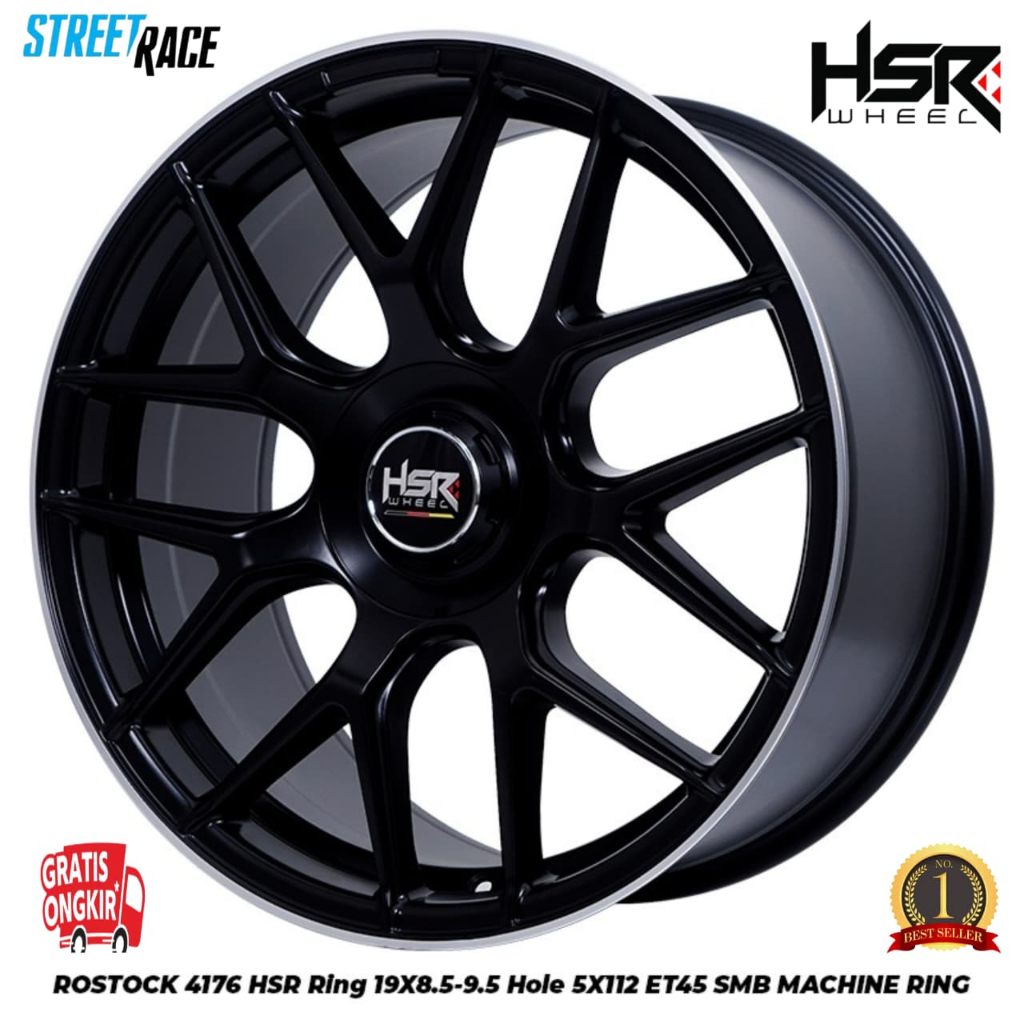 PELEK VELEG VELG MOBIL RING 19 LEBAR 8.5 - 9.5 ET 45 TYPE HSR ROSTOCK HSR WHEEL