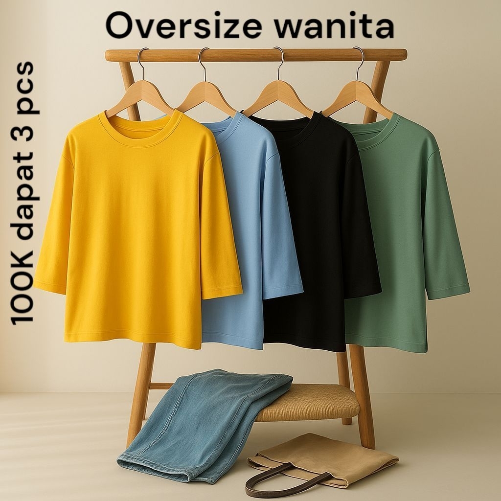 100K DAPAT 3 PCS HEBIH LEMAT - kaos oversize wanita | oversize polos | baju wanita | baju polos wani