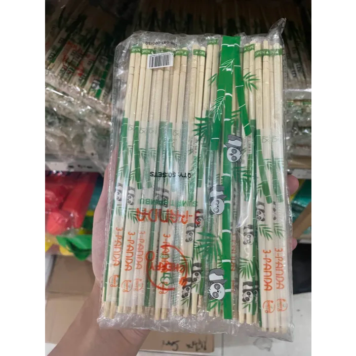 Sumpit Bambu + Tusuk Gigi Isi 50 Pasang / Sumpit Sukawa / Sumpit Panda - Sumpit