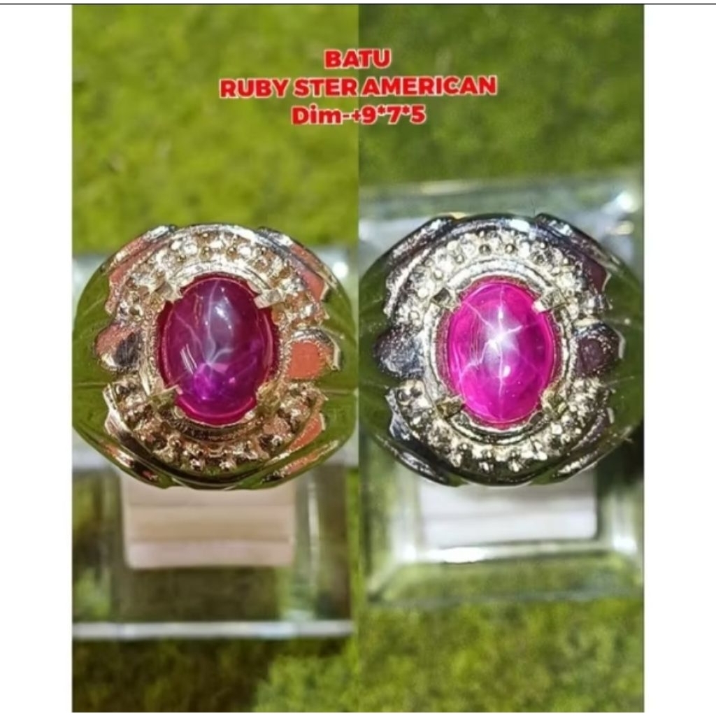 cincin batu Ruby American ster pink