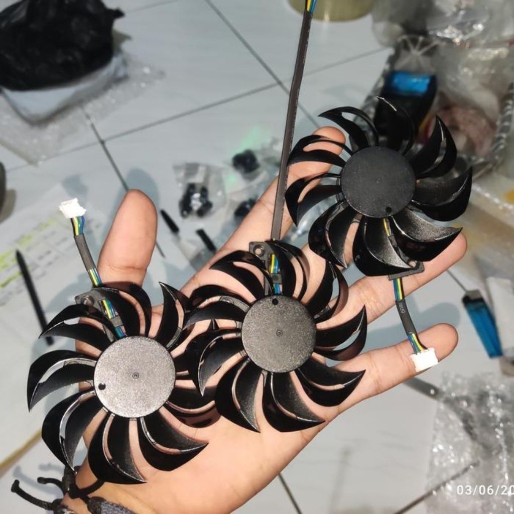Fan kipas VGA Red devil rx 570 75mm 4pin kabel panjang pendek soket