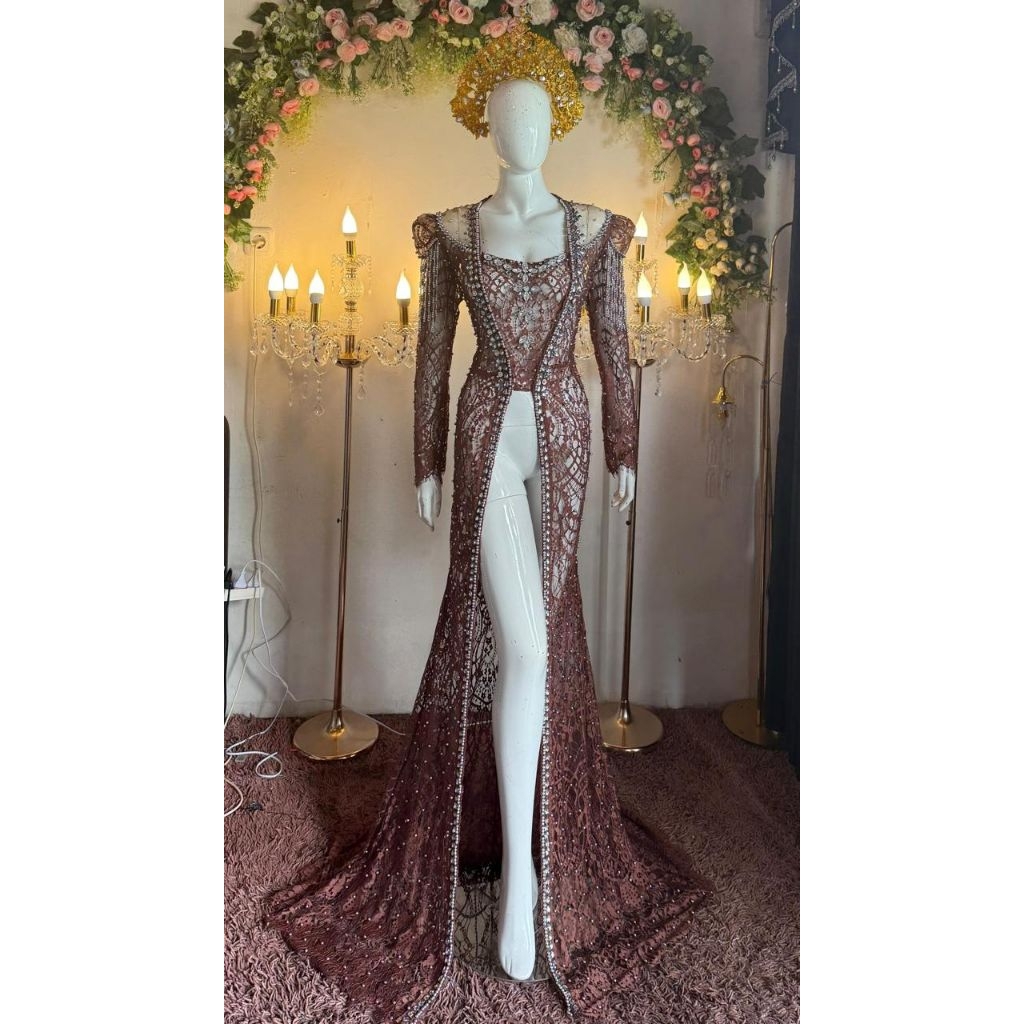 kutubaru mutiara kebaya pengantin tanpa payet