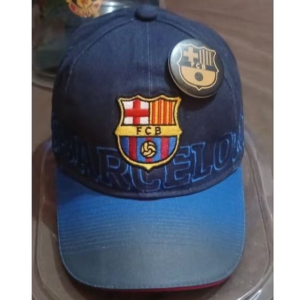 topi barcelona football club,official tag,used,biru