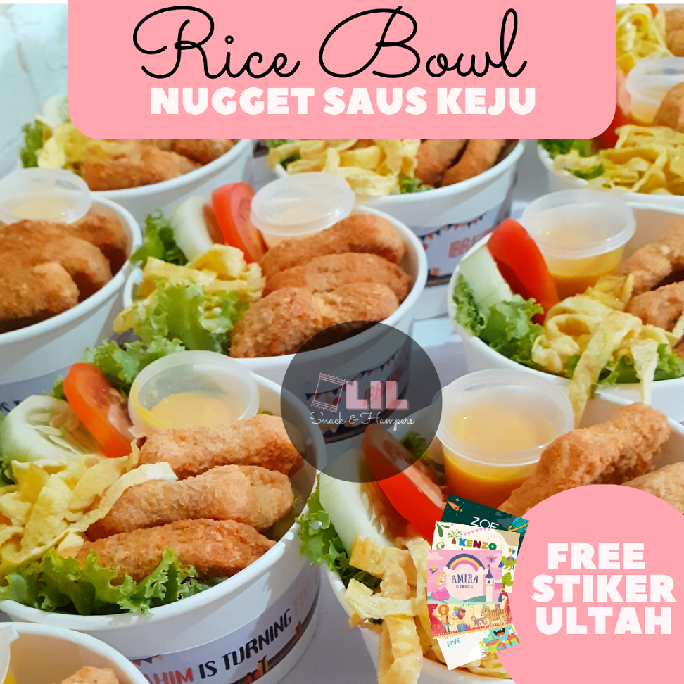 

LILSNACK - Nasi Rice Bowl Box Bento Acara Ulang Tahun Ultah Anak - RICE BOWL NUGGET SAUS KEJU