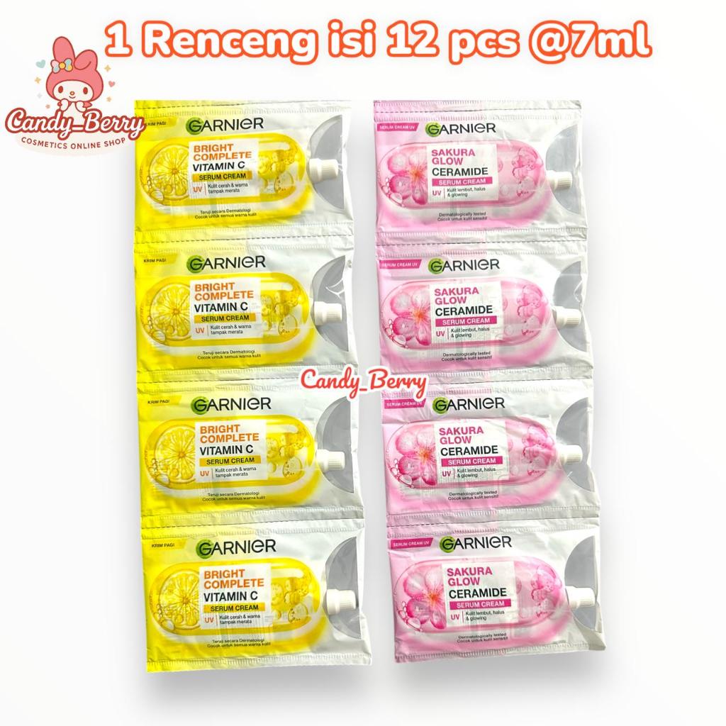 Garnier Cream Sachet Siang Malam Bright Complete & Sakura Day 7ML 1 Renceng isi 12 sachet
