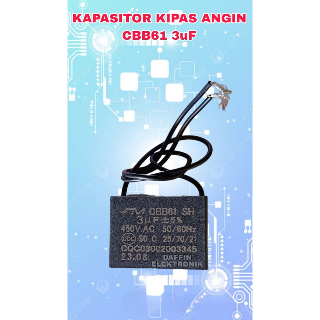 KAPASITOR CBB61 3 uF Kapasitor Kipas Angin