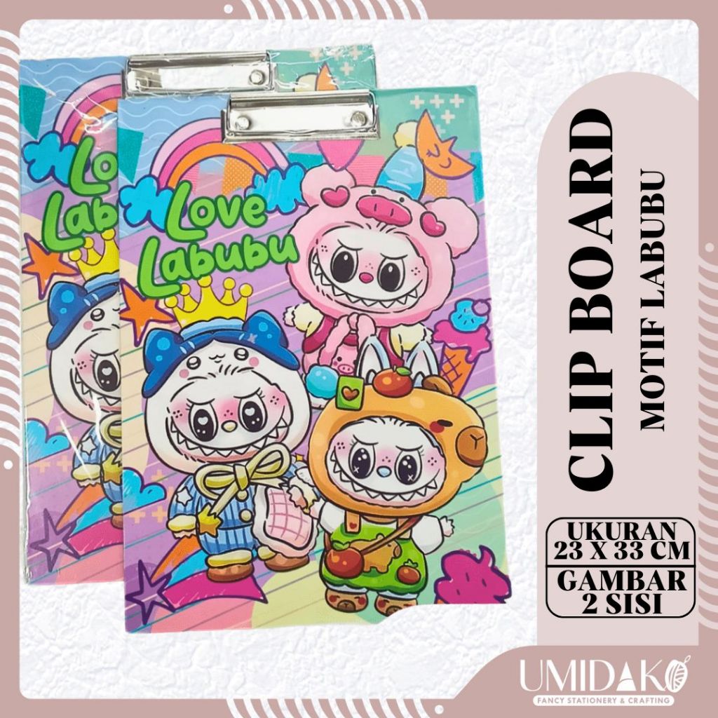 

[UMIDAKO] CLIPBOARD/PAPAN KERANI/PAPAN DADA KAYU LABUBU FANCY 2 SISI