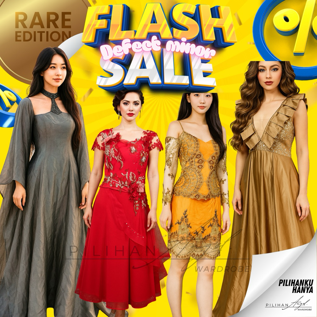 CUCI GUDANG - FLASH SALE Unik - Gaun Pesta Elegan Satin Premium – Fashion show Buku tahunan Bridesma