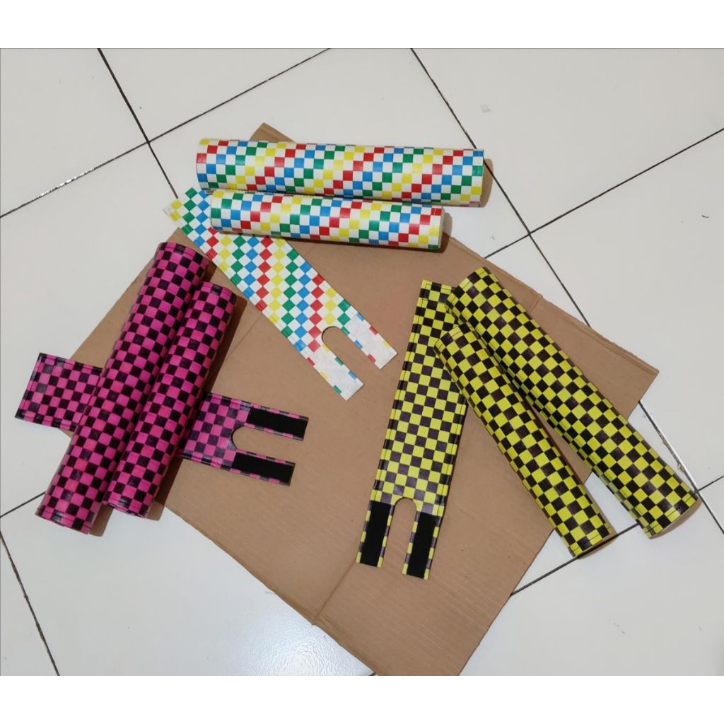pad set bmx padset sepeda bmx motif kotak catur checker board warna warni pad bmx freestyle osbmx
