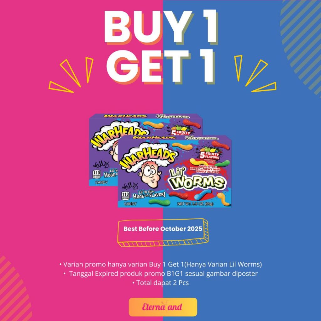 

Warheads Lil Worms Candy - permen warheads impor usa