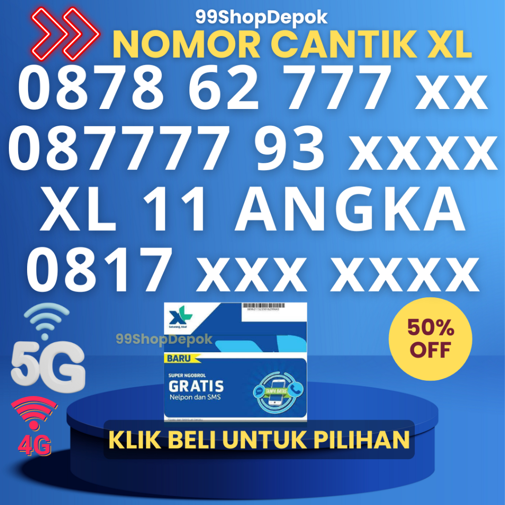 Kartu Perdana Nomor Cantik XL 55.3 Nomer Cantik XL 4g 5g - XL 11 DIGIT No Cantik XL 5g Murah 7777