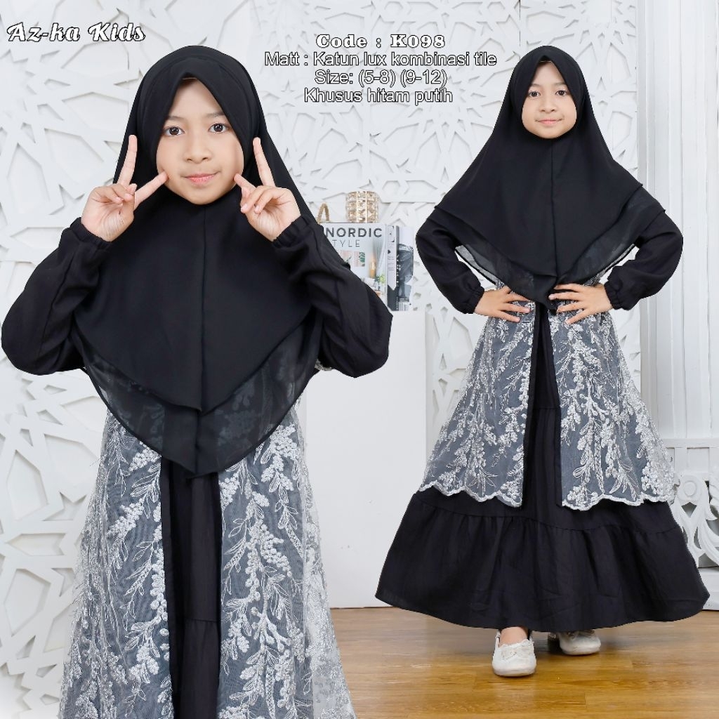 Baju muslim anak perempuan HitamKombinasiTile