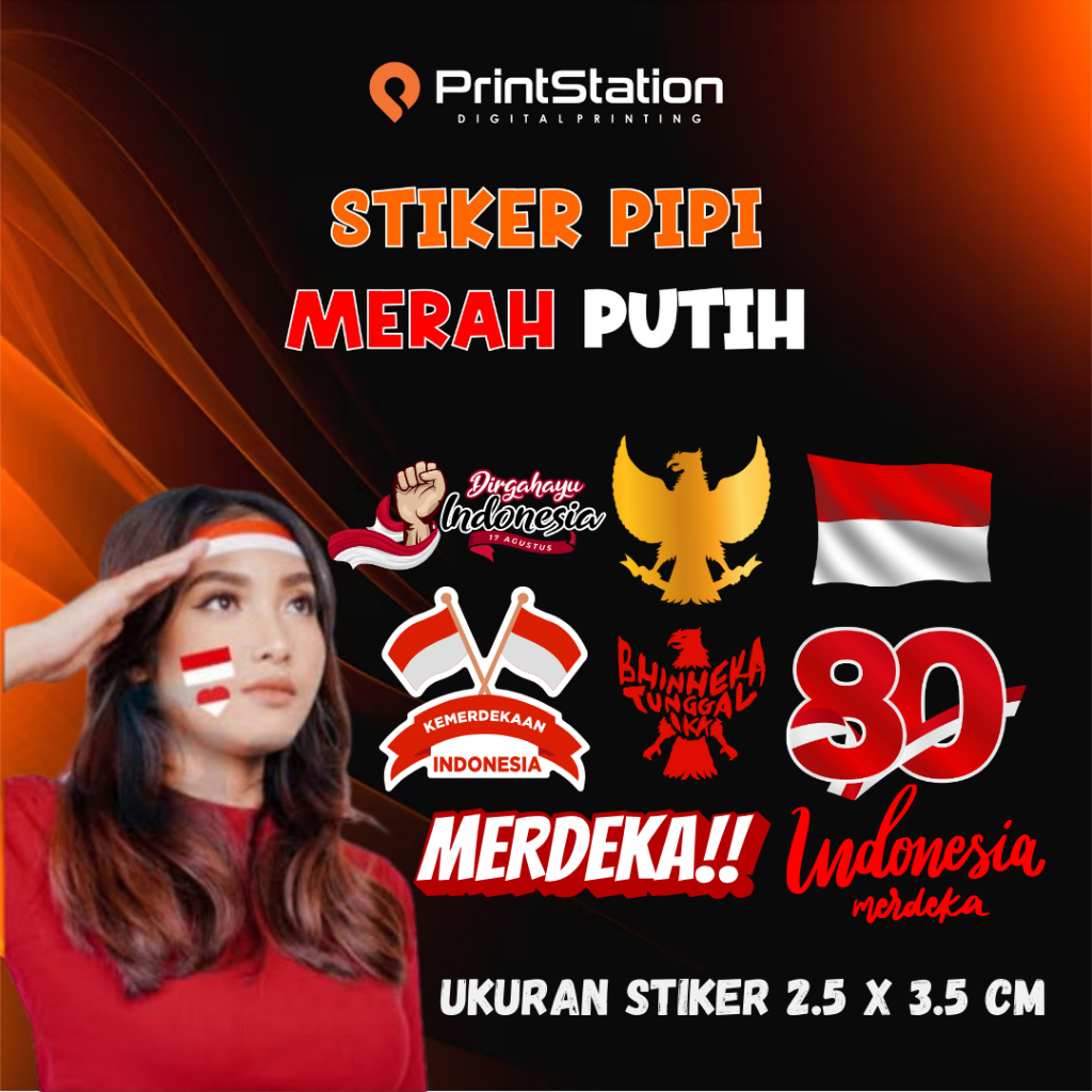 

100 PCS STIKER PIPI BENDERA MERAH PUTIH CUSTOM