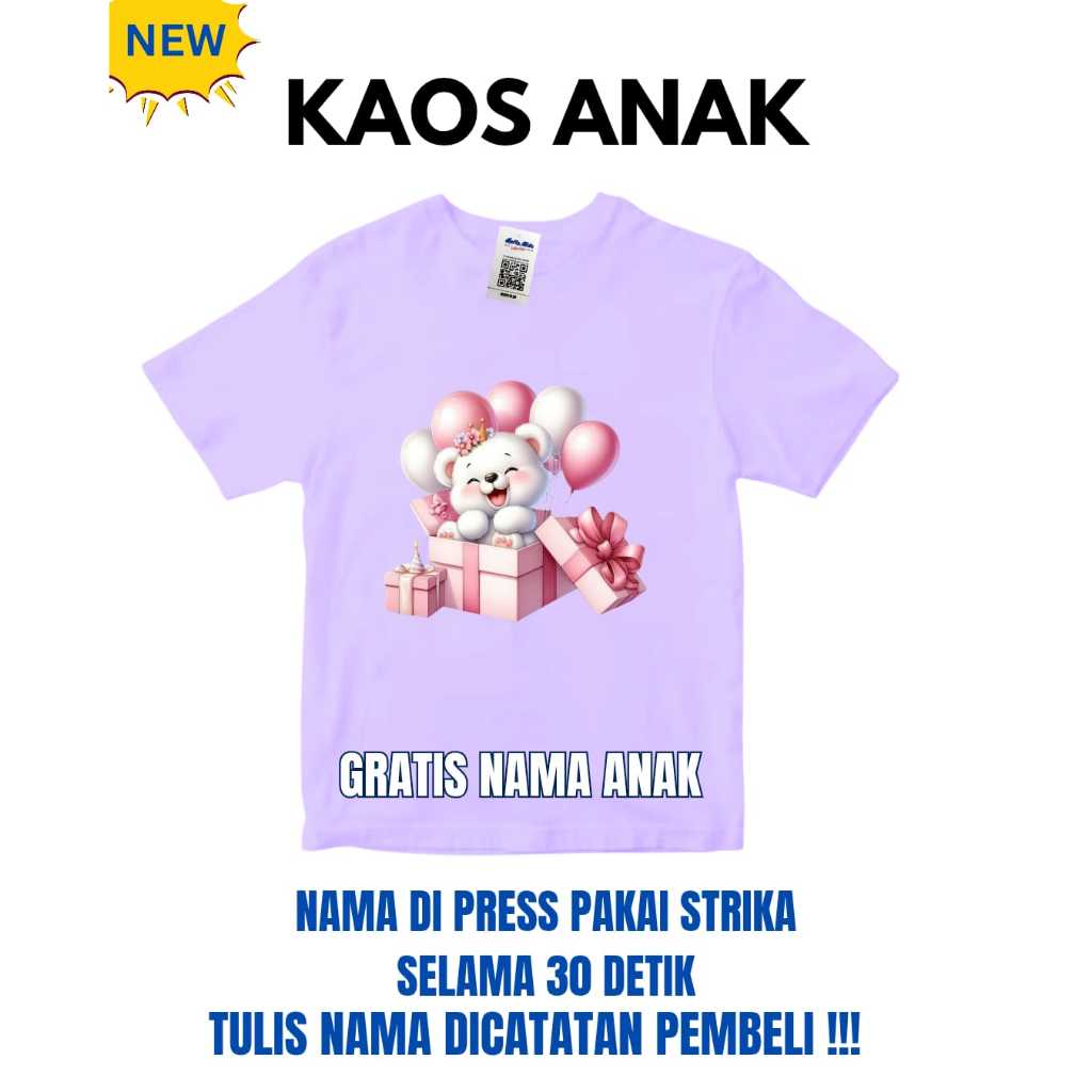 [GRATIS NAMA] KAOS ANAK BONEKA HADIAH ANAK PEREMPUAN BAHAN COTTON COMBED 30S USIA 1-10TAHUN