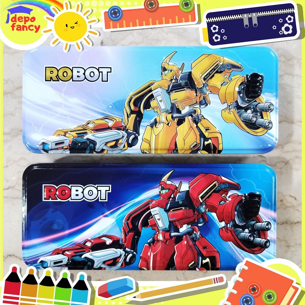 

Kotak Pensil Kaleng + ISI B-757 Robot / Pencil Case / Tepak Pensil / Pencil Box / Boks Pensil / Stationery