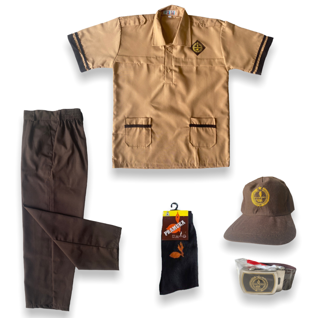 Setelan siaga kancing 2 baju panjang celana panjang SD LAKI PRAMUKA