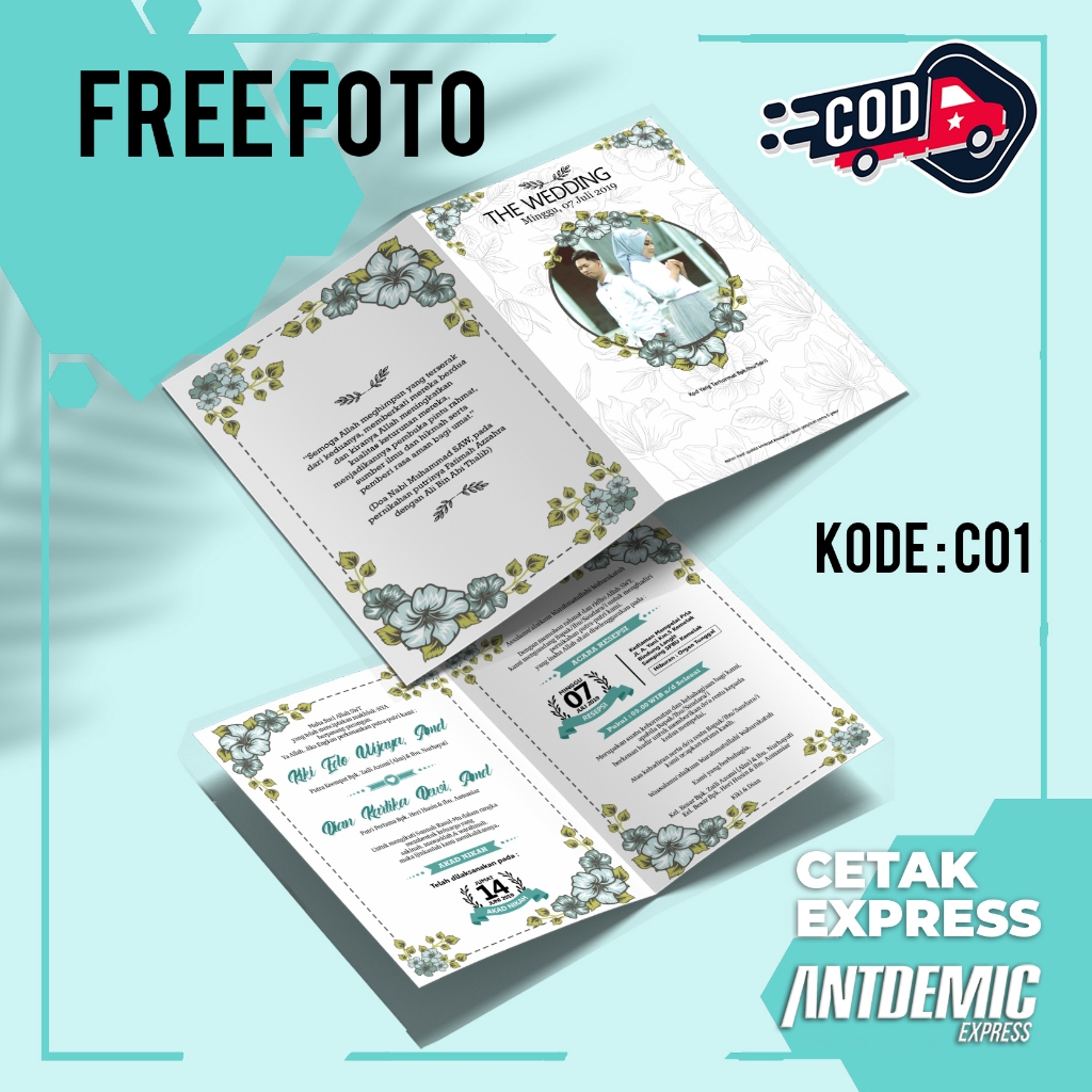 Undangan Pernikahan Murah Express | Custom Foto Orang Tua Mewah Premium Simple Elegan | Walimatul Ur