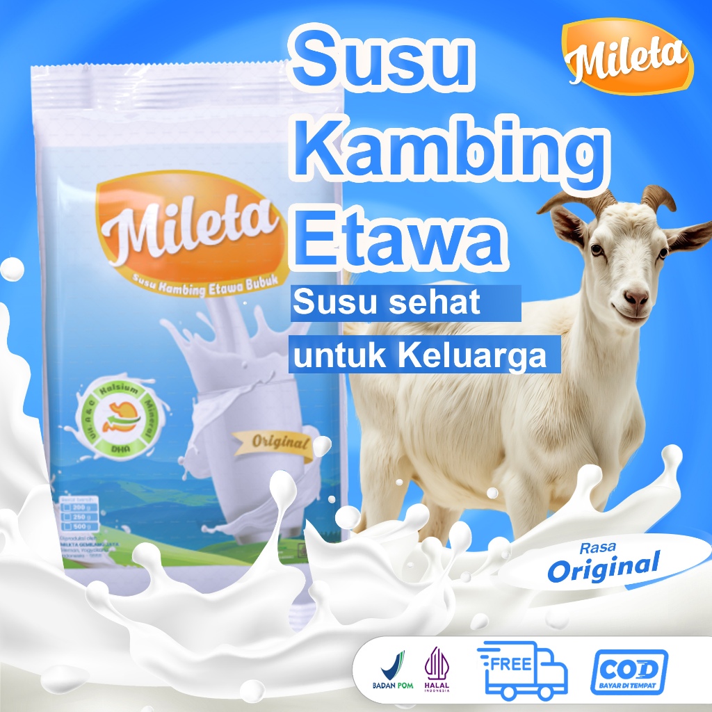 

Susu Kambing Etawa MILETA Mengobati Nyeri Sendi, Asam Urat Susu Rasa ORIGINAL 200gr 500gr 1Kg