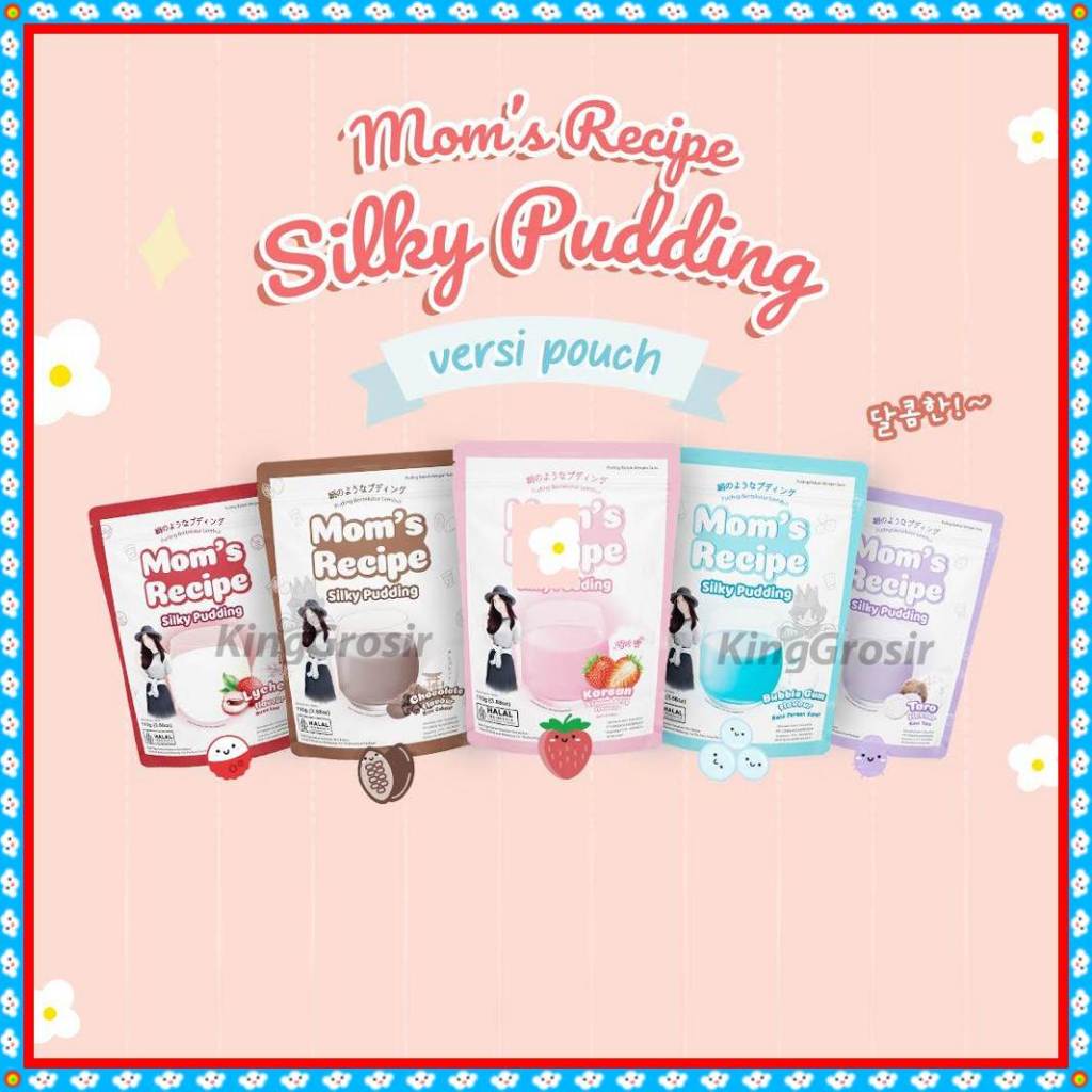 

Mom's Recipe Silky Pudding Pouch 110gr / Moms Recipe Silky Puding Aneka Rasa / Bubuk Puding instan