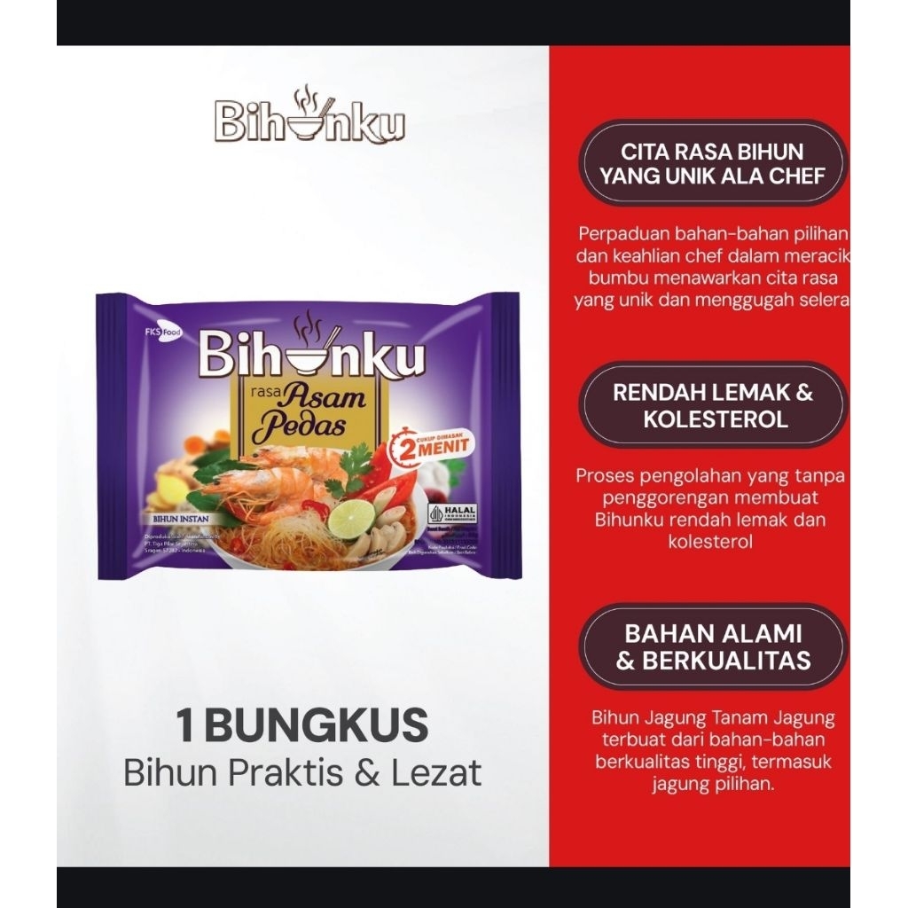 

Bihunku Instan - Asam Pedas - 1 karton - 40 Pcs - 55gr
