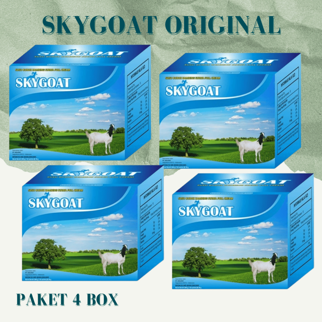 

( PAKET 4 BOX ) Sky Goat Kambing Etawa Bubuk Original - 1 Box Isi 10 Sachet