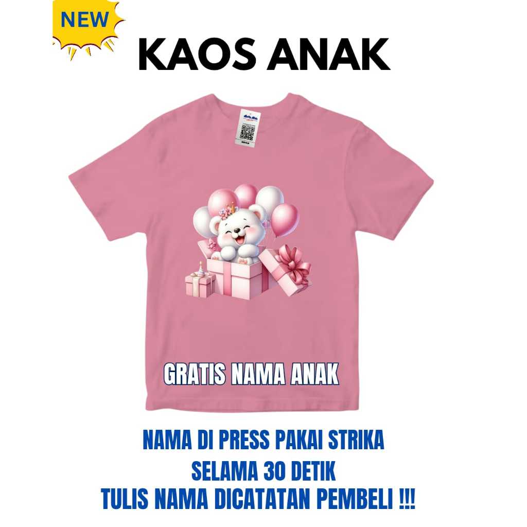 [GRATIS NAMA] KAOS ANAK BONEKA HADIAH ANAK PEREMPUAN BAHAN COTTON COMBED 30S USIA 1-10TAHUN