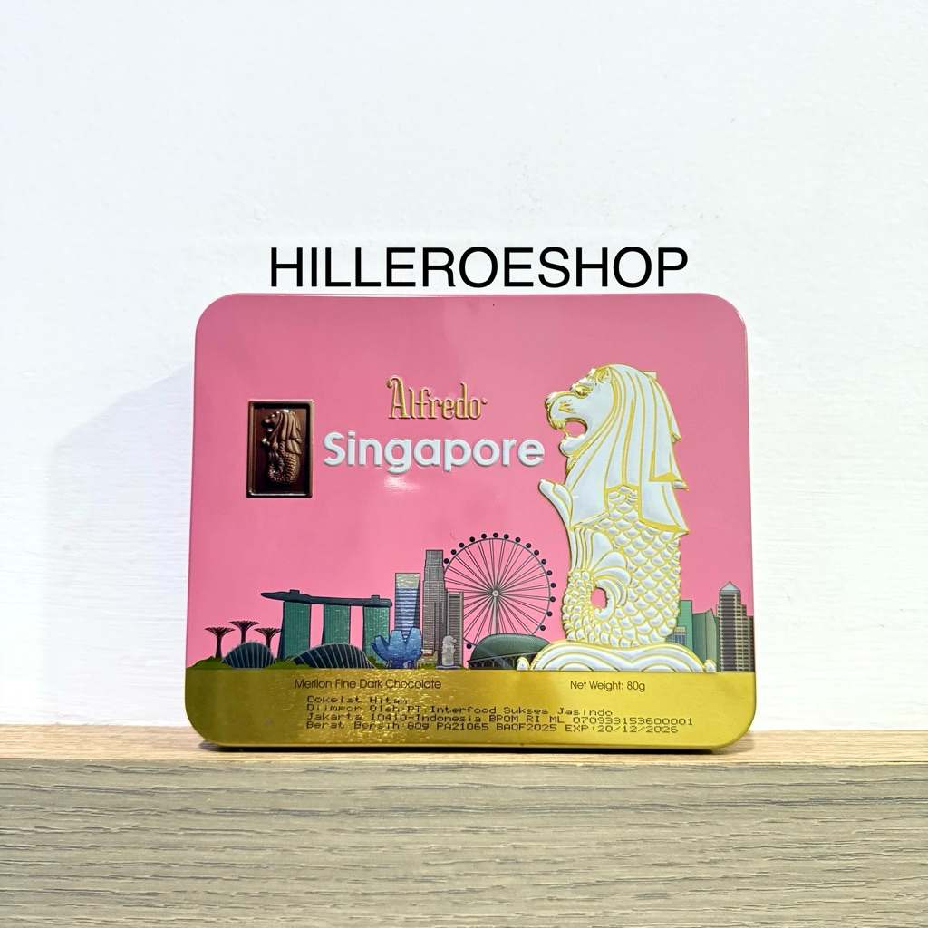 

COKLAT ALFREDO 80GRAM TIN SINGAPORE MERLION FINE DARK CHOCOLATE COKELAT KALENG 80GR