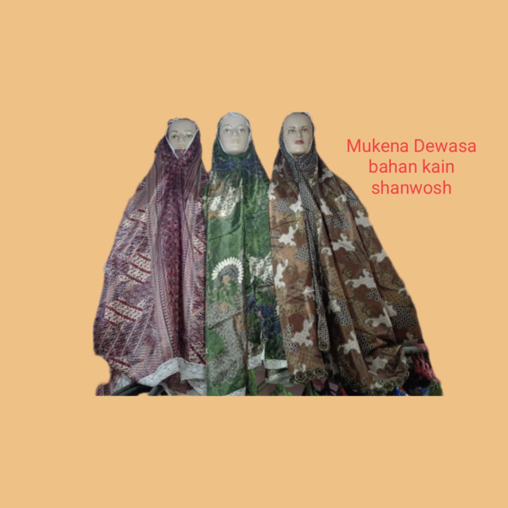 Mukena Murah Motif  Batik  Setelan Bahan Satin ada  Renda