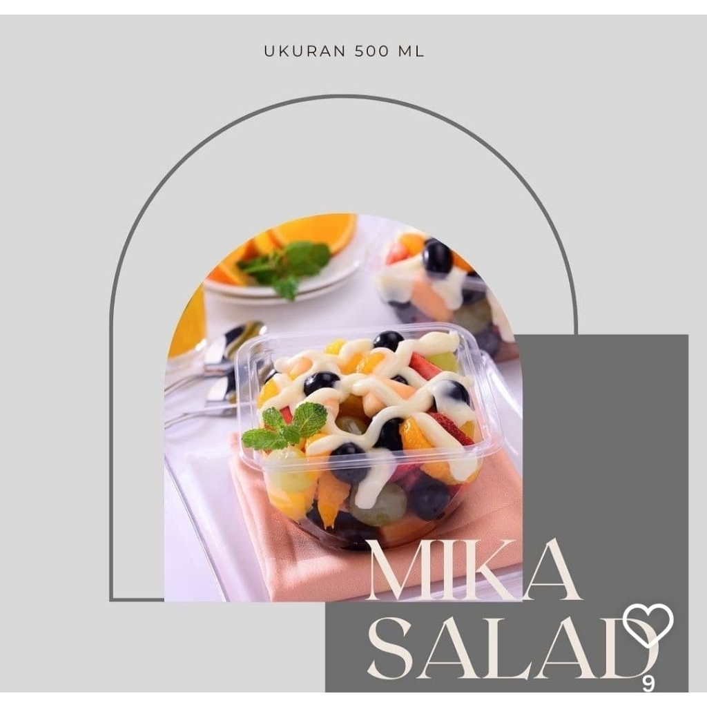 mika box salad + tutup (50 pcs) - salad box fruit box,mika salad,mika roti