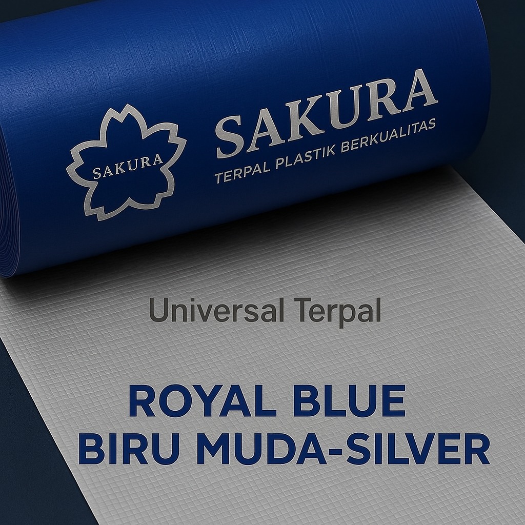 Terpal SAKURA A12 (Roll/Gulungan) - Biru Tua Silver/ Sky Blue(Biru Muda) Silver - 2 meter - Sudah di