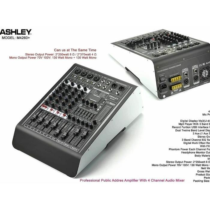 POWER MIXER ASHLEY M4260+ 4CHANNEL POWER MIXER ASHLEY M-4260+ BLUETOOTH ORIGINAL