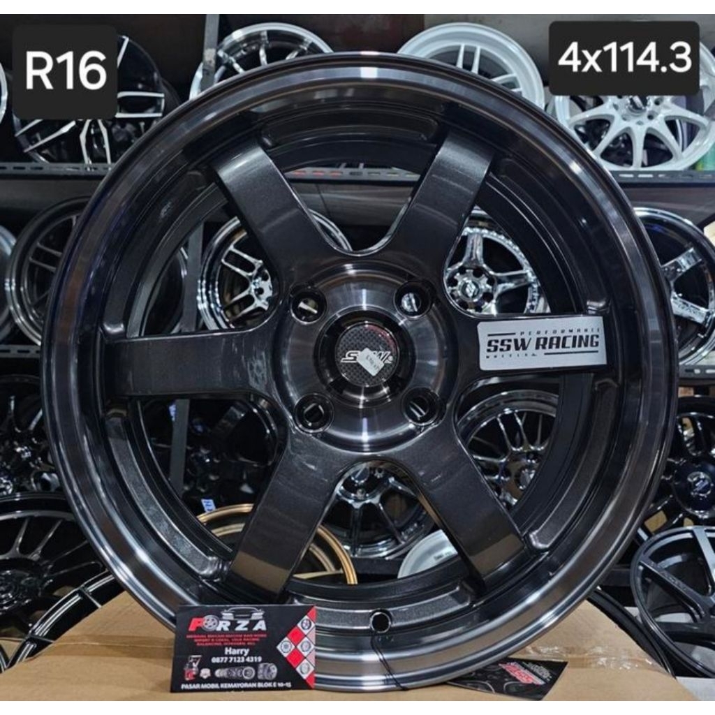 Velg SSW 414 TE37 R16 PCD4x114.3 Black Coating. Lebar 7 ET 40 Made in thailand