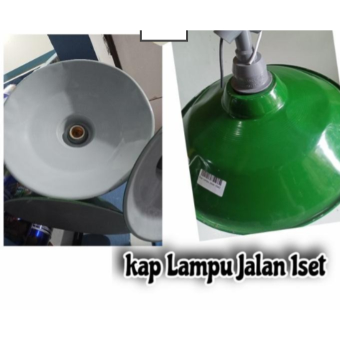 Kap Lampu Gantung - Kap lampu Jalan Hijau E27 + Fitting lampu E40