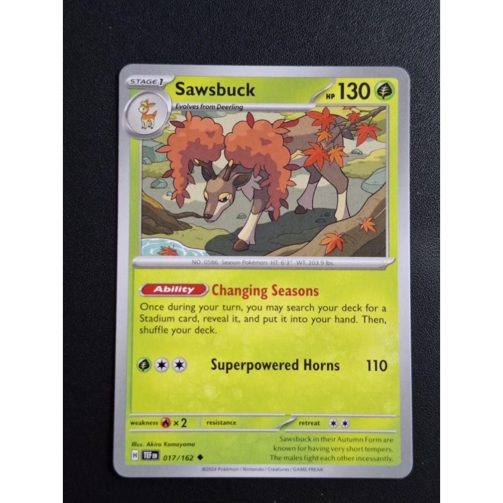 kartu pokemon original common Sawsbuck TEF 017/162