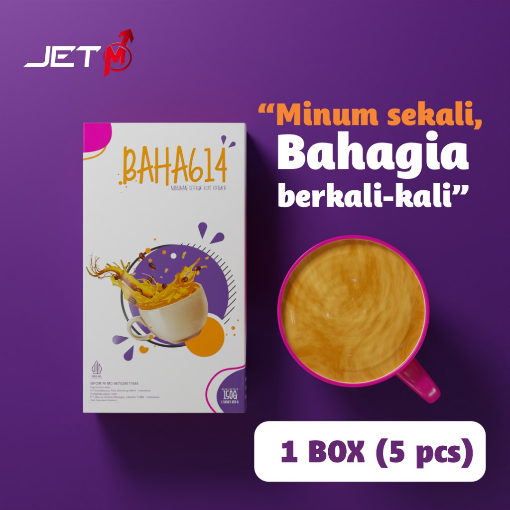 

Kopi Bahagia - Kopi JET Gingseng Gula Aren - Meningkatkan Energi 1 Box Isi 5 BPOM Halal