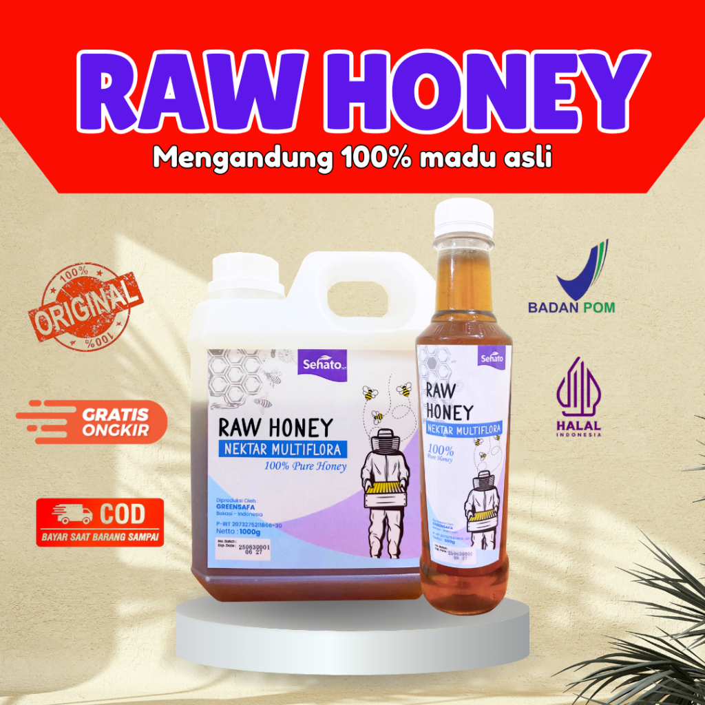 

RAW HONEY Nektar Multiflora 500gr 1kg | 100% Madu Murni tanpa campuran