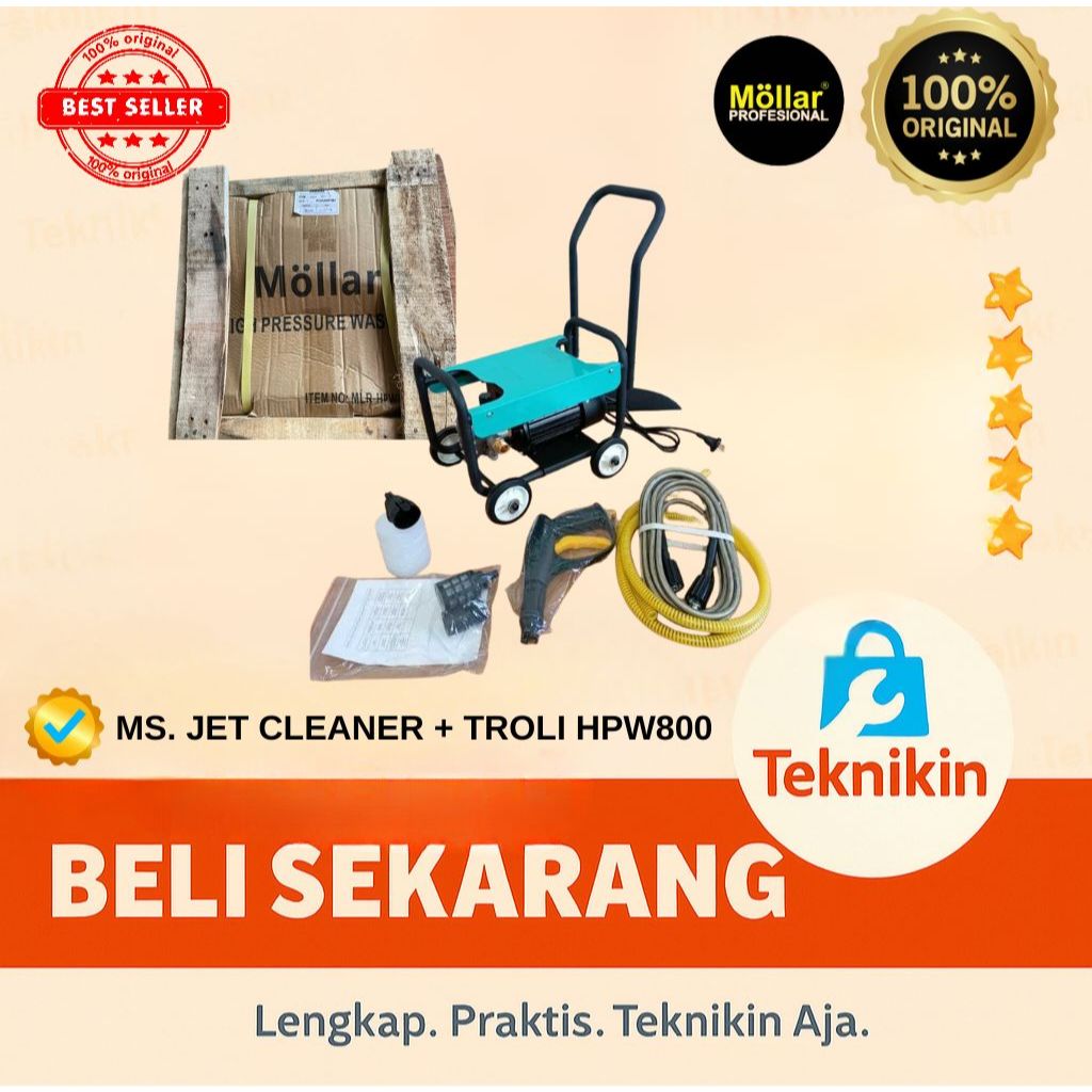 MOLLAR HPW 800 Variable pressure Mesin Jet Cleaner Steam Model Troly